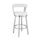 Armen Living Kobe 30" Bar Height Swivel Bar Stool in Brushed Stainless Steel Finish and White Faux Leather 721535761838 - alternate 1